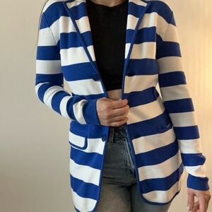 Ralph Lauren Women's Bold Striped Blazer in Blue and White